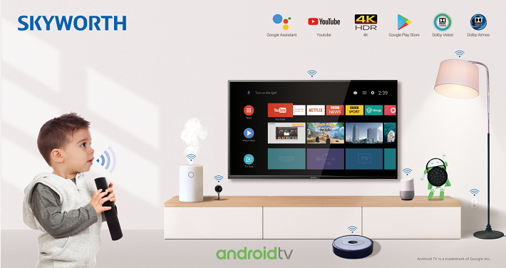 Smart TV interface showing Android TV ecosystem and streaming apps