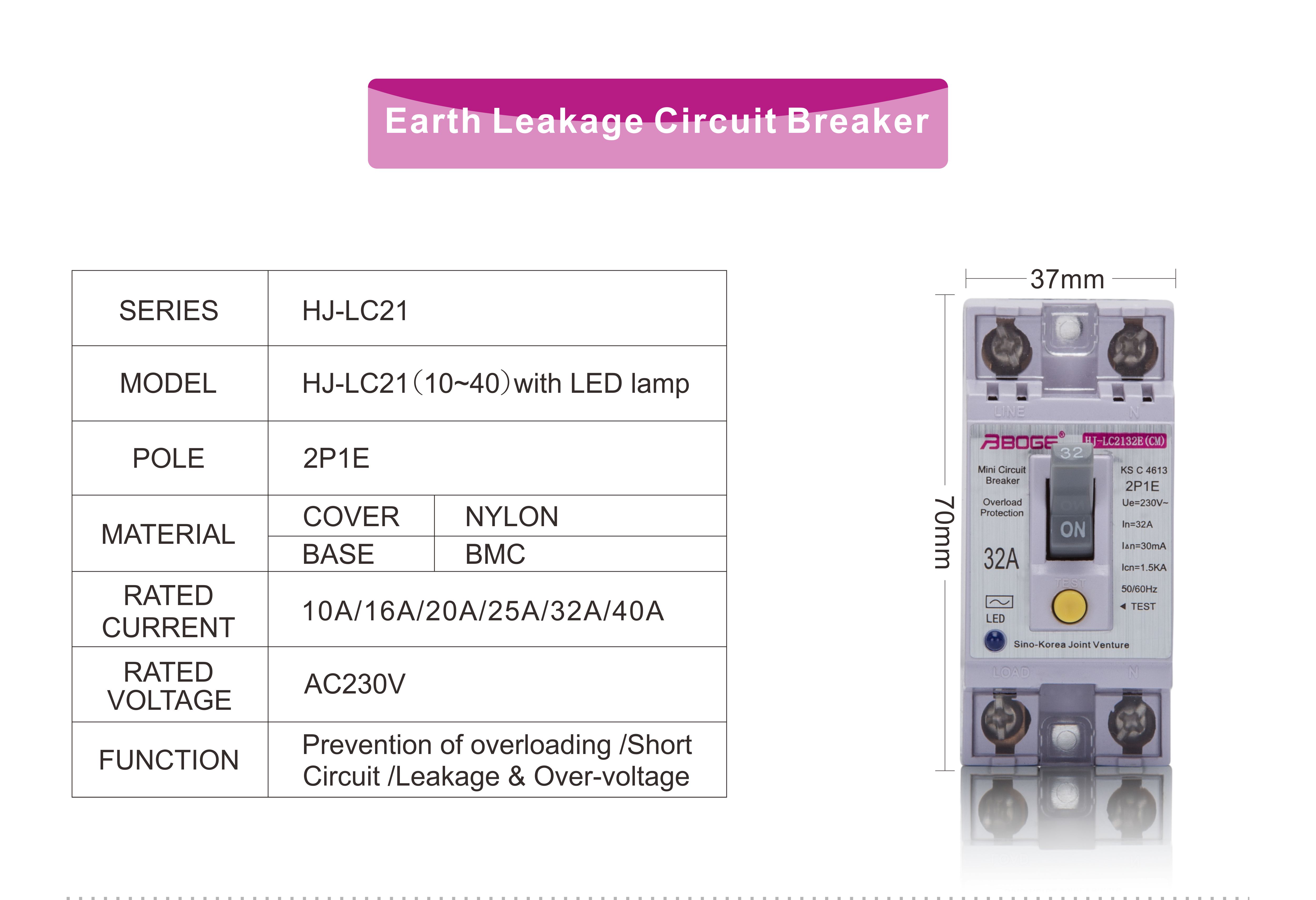 32A Earth Leakage Circuit Breaker with LED Indicator