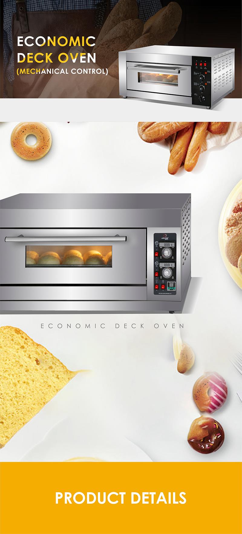 Economic deck oven with mechanical control panel
