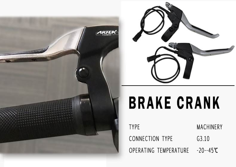 Close up of the brake lever components with integrated wiring