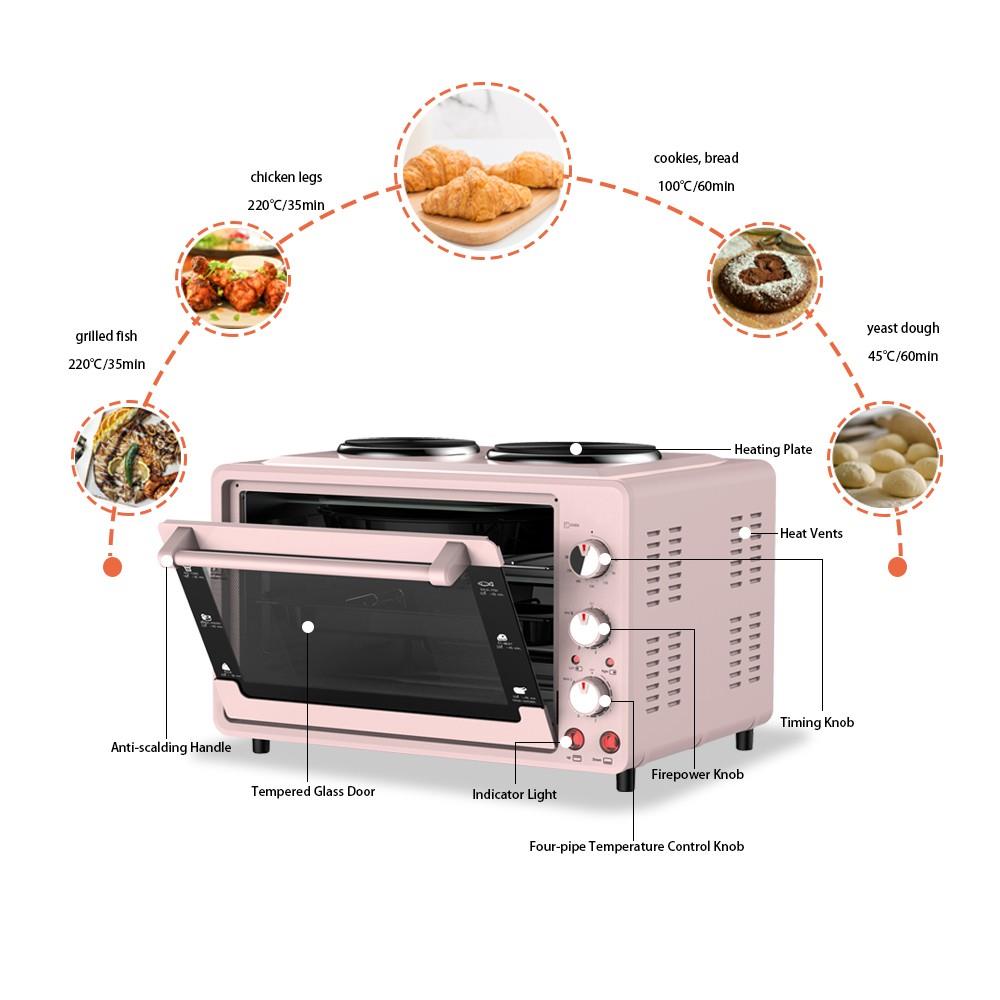 ECO-8038O 38L Commercial Big Pizza Bakery Electric Baking Oven with Hot Plate - Image 3