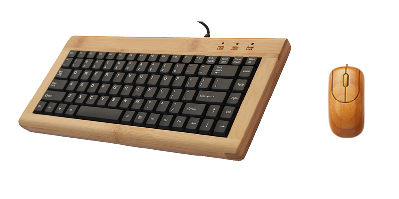 Eco-friendly natural bamboo keyboard and mouse with 88 keys - Image 2