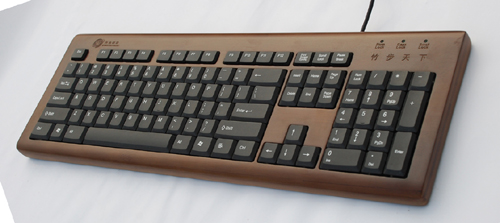 Eco-friendly natural bamboo wired keyboard with 104 keys - Image 3