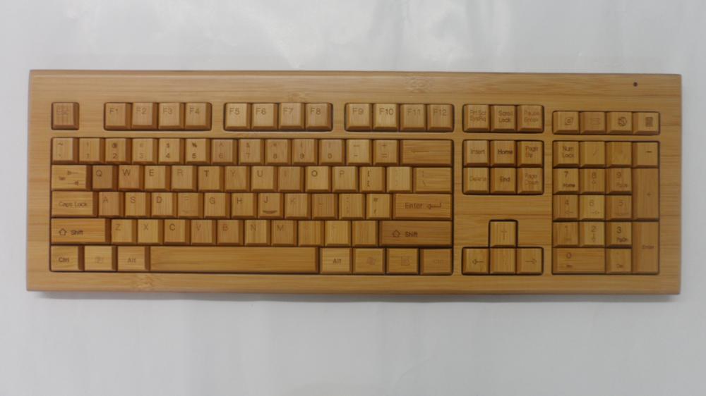 Eco-friendly natural bamboo wireless keyboard with 108 keys( English) - Image 2