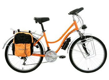 Step-Through Frame City Bike with Integrated Lights and Rear Rack