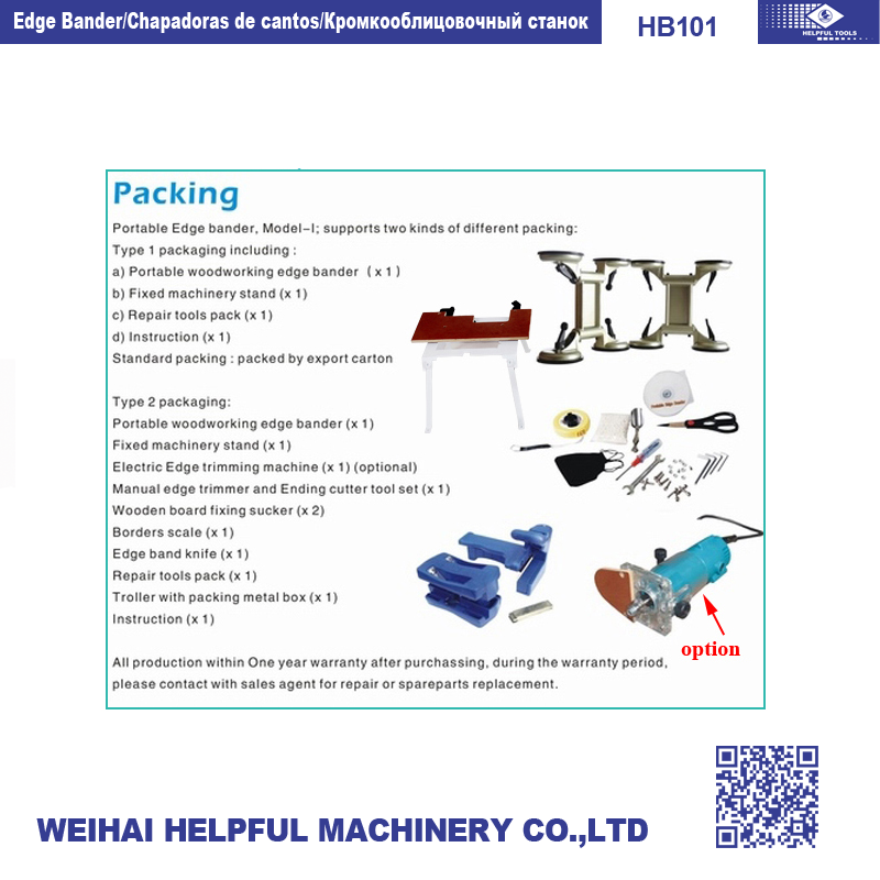 Display of packaging contents and included tools