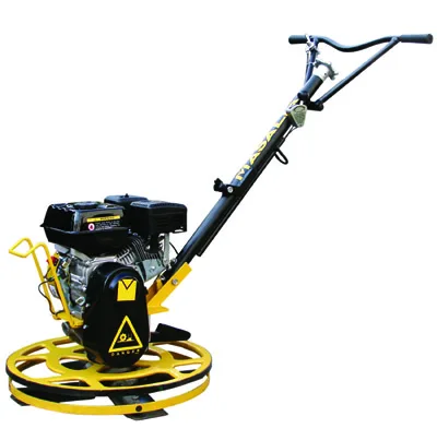 Edging power trowel in operation on a concrete surface