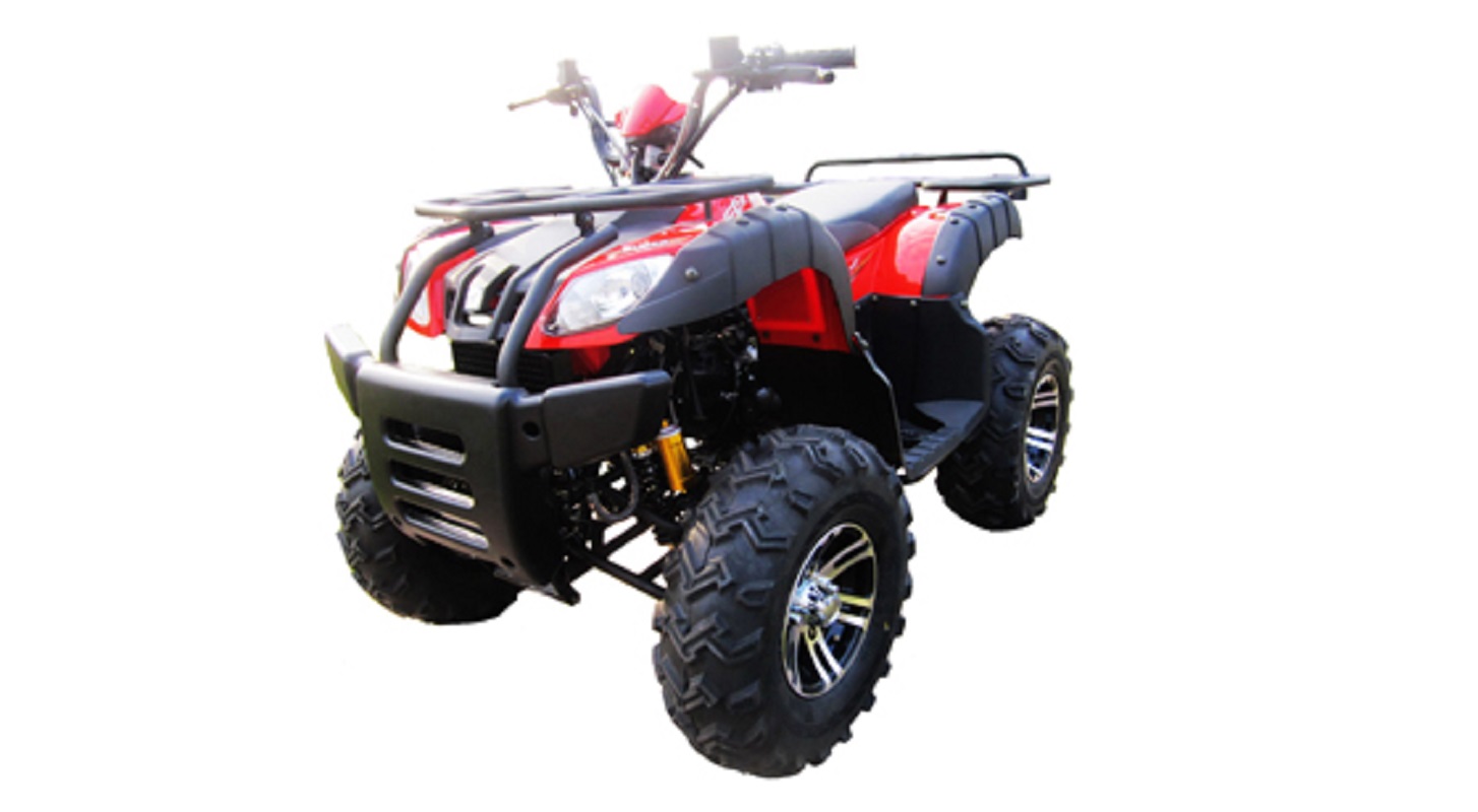 Side profile of the ATV in a natural off-road setting