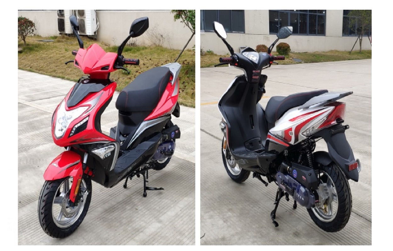 Close up of the scooter's lighting and fairing