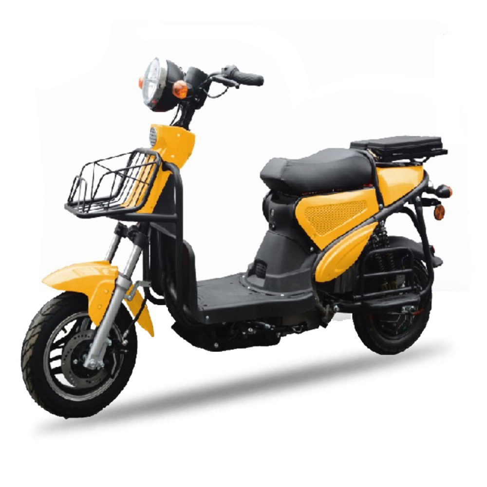 Electric scooter with front basket and rear rack