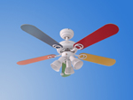Indoor Ceiling Fan with Multi-Color Blades and Light