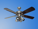 Brushed Metal Ceiling Fan with Integrated Lighting