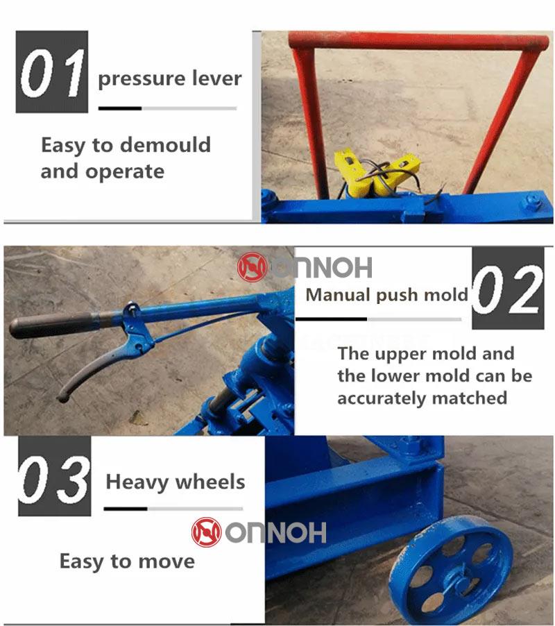 Diagram showing the manual push mold and pressure lever mechanism