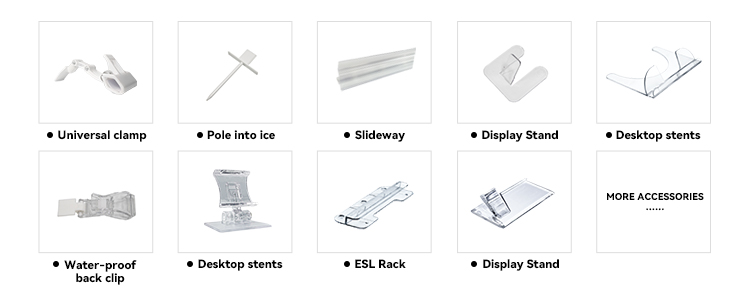 Various mounting accessories for ESL labels