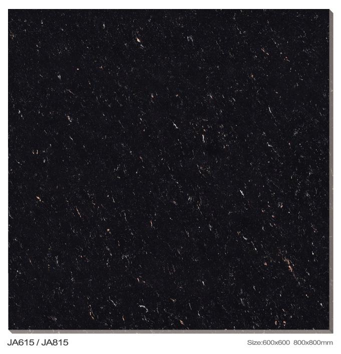 Polished Black Ceramic Tile with Marble Veining