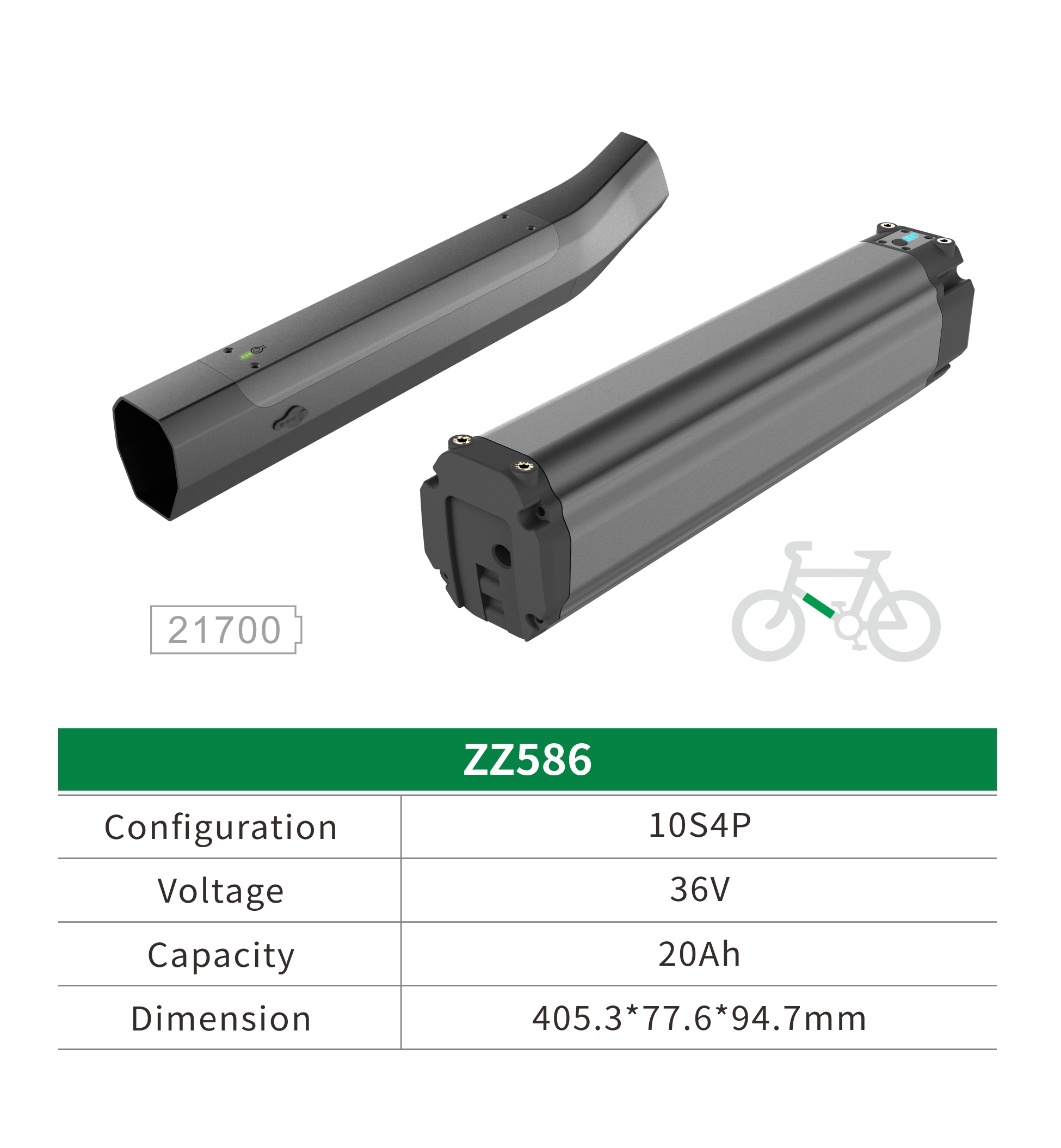 Electric Bicycle Lithium-Ion Battery Pack, 36V 20Ah