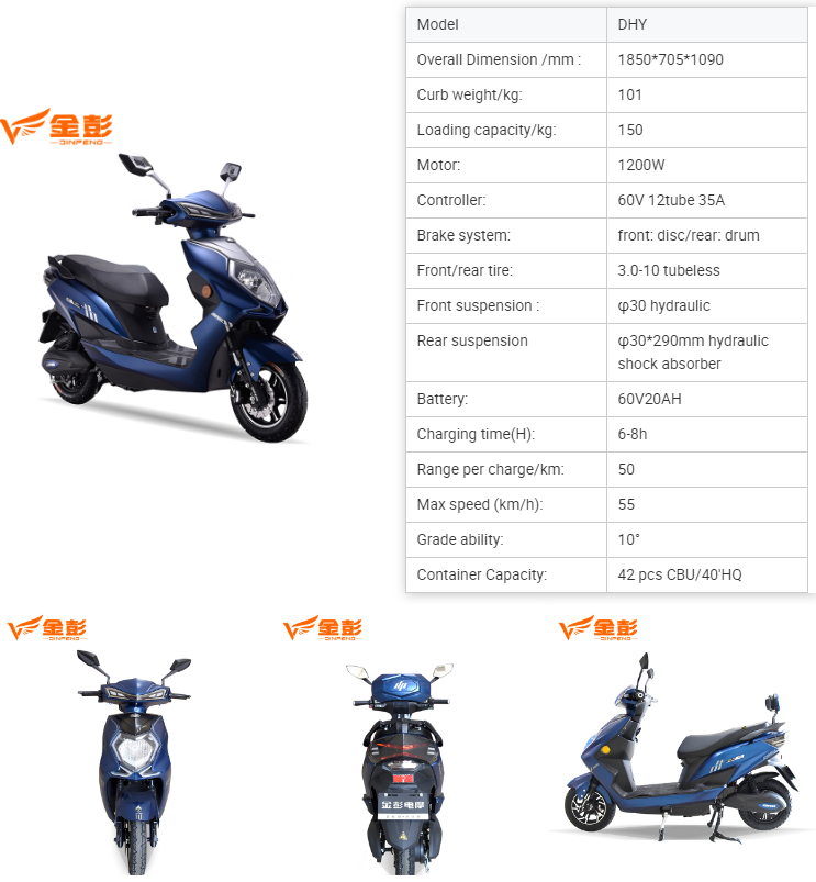 Detailed technical specifications infographic for the electric scooter