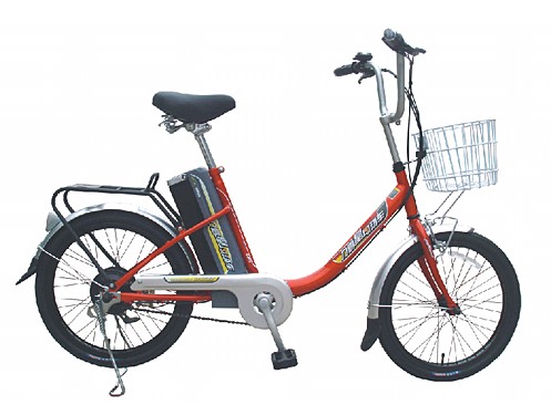 Step-Through Frame Electric City Bike with Basket and Rack