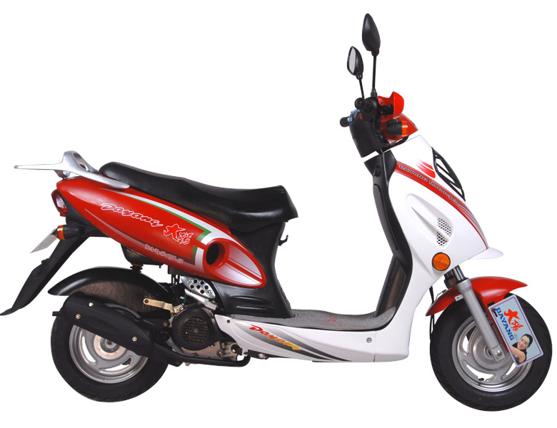 Red and White Step-Through Electric Scooter