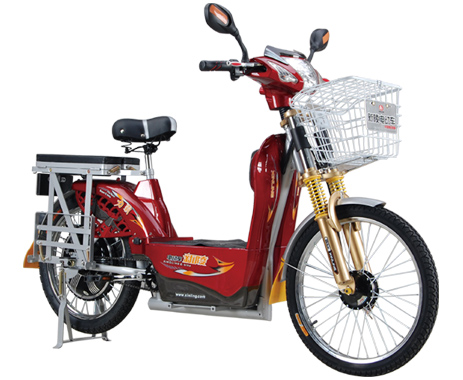 Step-Through Electric City Bicycle with Basket and Rack