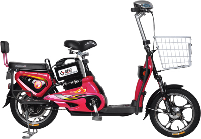 Step-Through Frame Electric City Bike with Basket and Rack