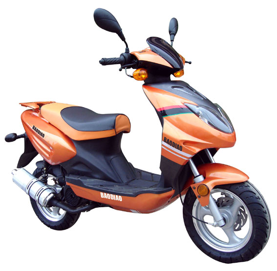 Orange Electric Scooter with Step-Through Frame