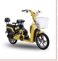 Step-Through Electric Bicycle with Basket and Rear Seat