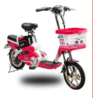 Step-Through Frame Electric Bicycle with Basket and Rear Rack