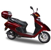 Burgundy Electric Step-Through Scooter with Storage