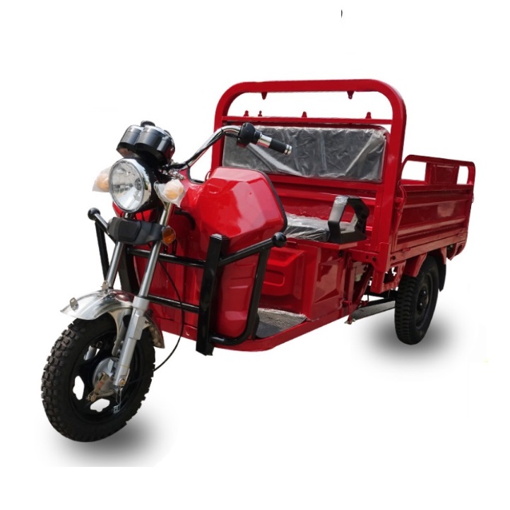 Side profile of the electric cargo trike showing the cargo bed