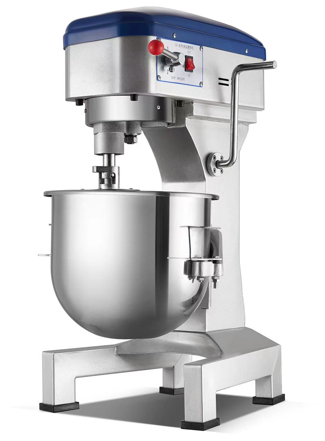 Side profile of the electric dough mixer showing control panel