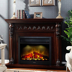 Electric Fireplace with Wood Mantel