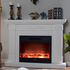 Electric Fireplace with White Mantel