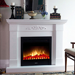 Electric Fireplace with White Mantel