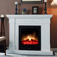 Electric Fireplace with White Mantel
