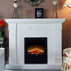 Electric Fireplace with White Mantel