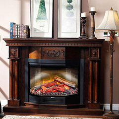 Electric Fireplace with Wood Mantel