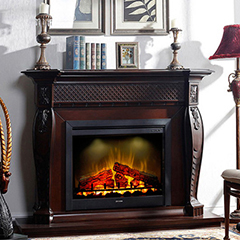 Electric Fireplace with Wood Mantel