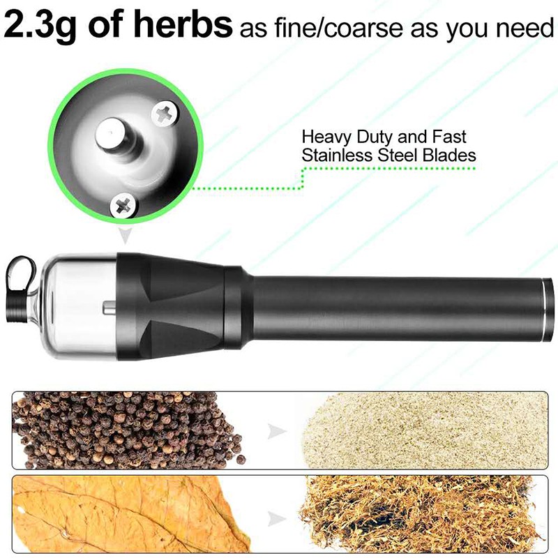 Electric Herb Spice grinder, handheld portable USB rechargeable pill crusher, 8.36 inches - Image 3