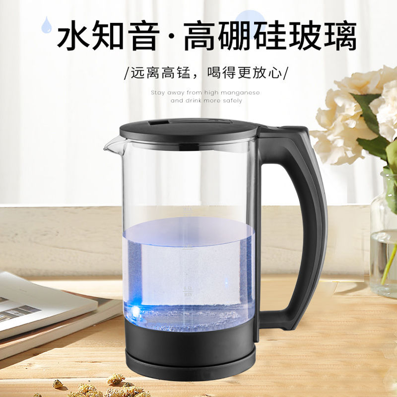 Borosilicate glass electric kettle with blue LED illumination