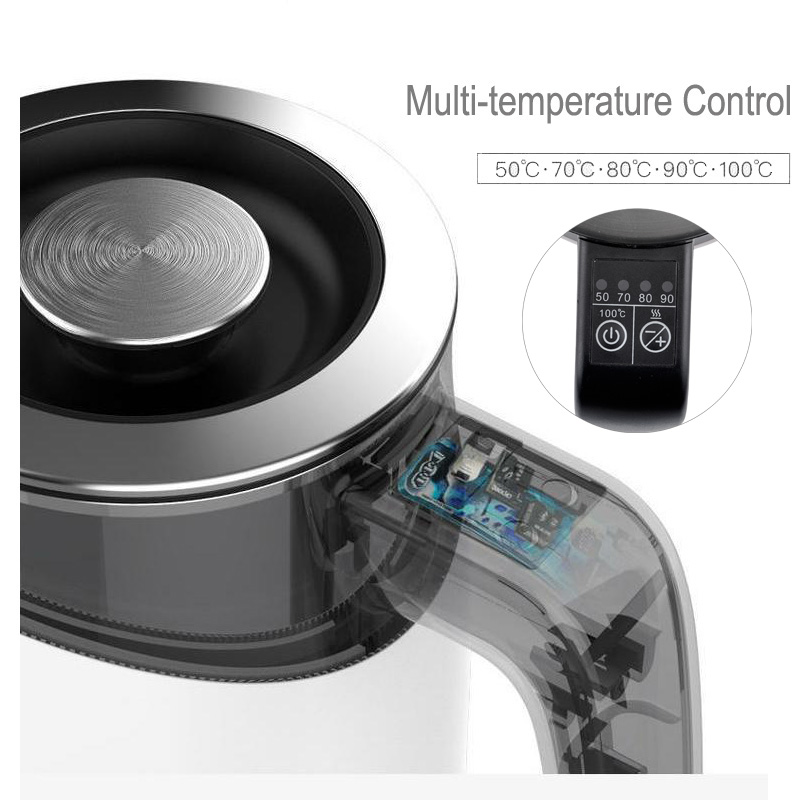 Control panel of the electric kettle showing temperature settings