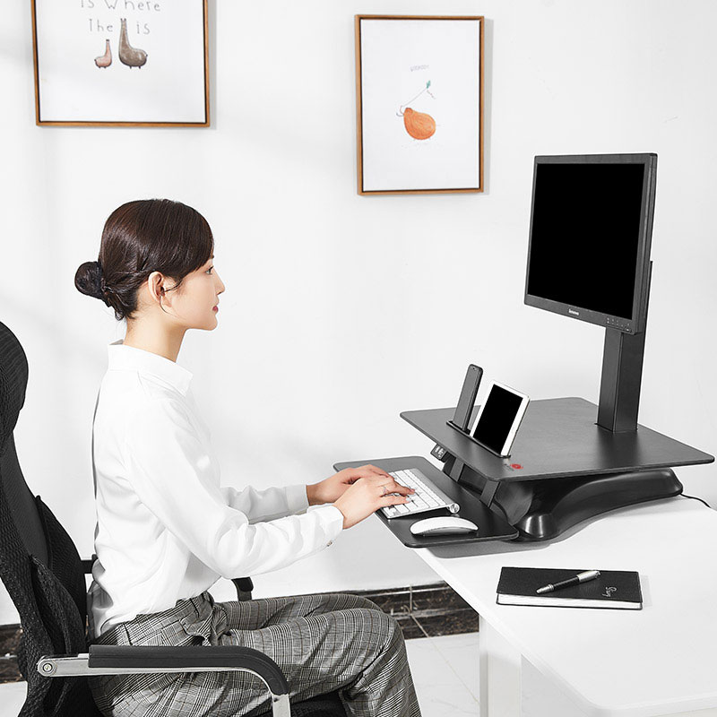 Electric Sit-Stand Desk Converter with Monitor Mount