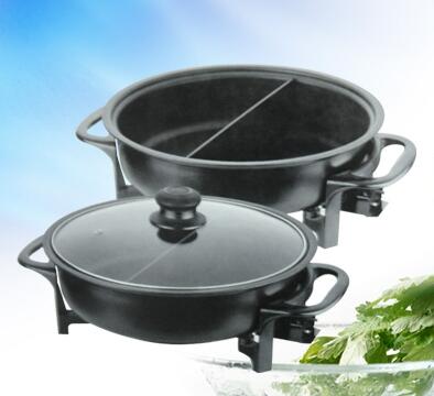 Divided Electric Skillet with Glass Lid