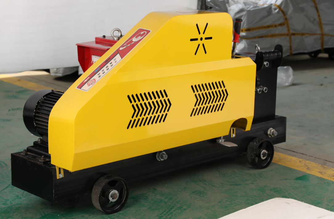 Electric rebar cutter on a construction site