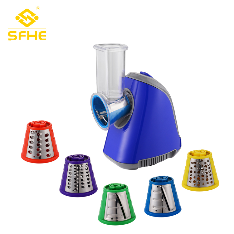 Electric Food Slicer and Grater with Interchangeable Cones