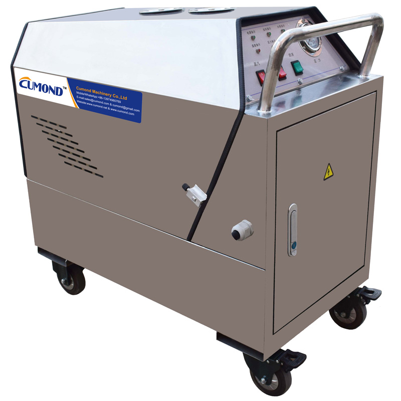 Industrial electric steam cleaning machine with control panel and heavy-duty chassis