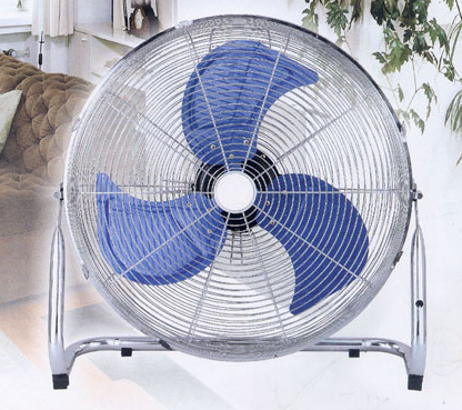 Three-Blade Electric Floor Fan with Wire Cage