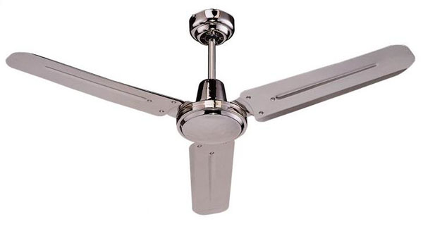 Chrome Finish Ceiling Fan with Three Metallic Blades
