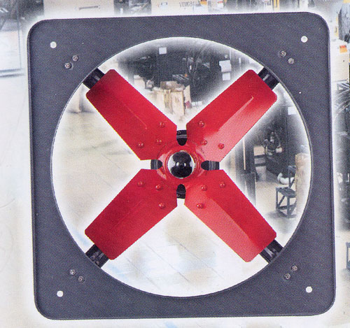 Industrial Exhaust Fan with Red Blades