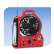 Portable Rechargeable Fan with Fluorescent Lamp and Radio